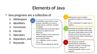 Java Basic Elements Lecture on Computer Science | PPT