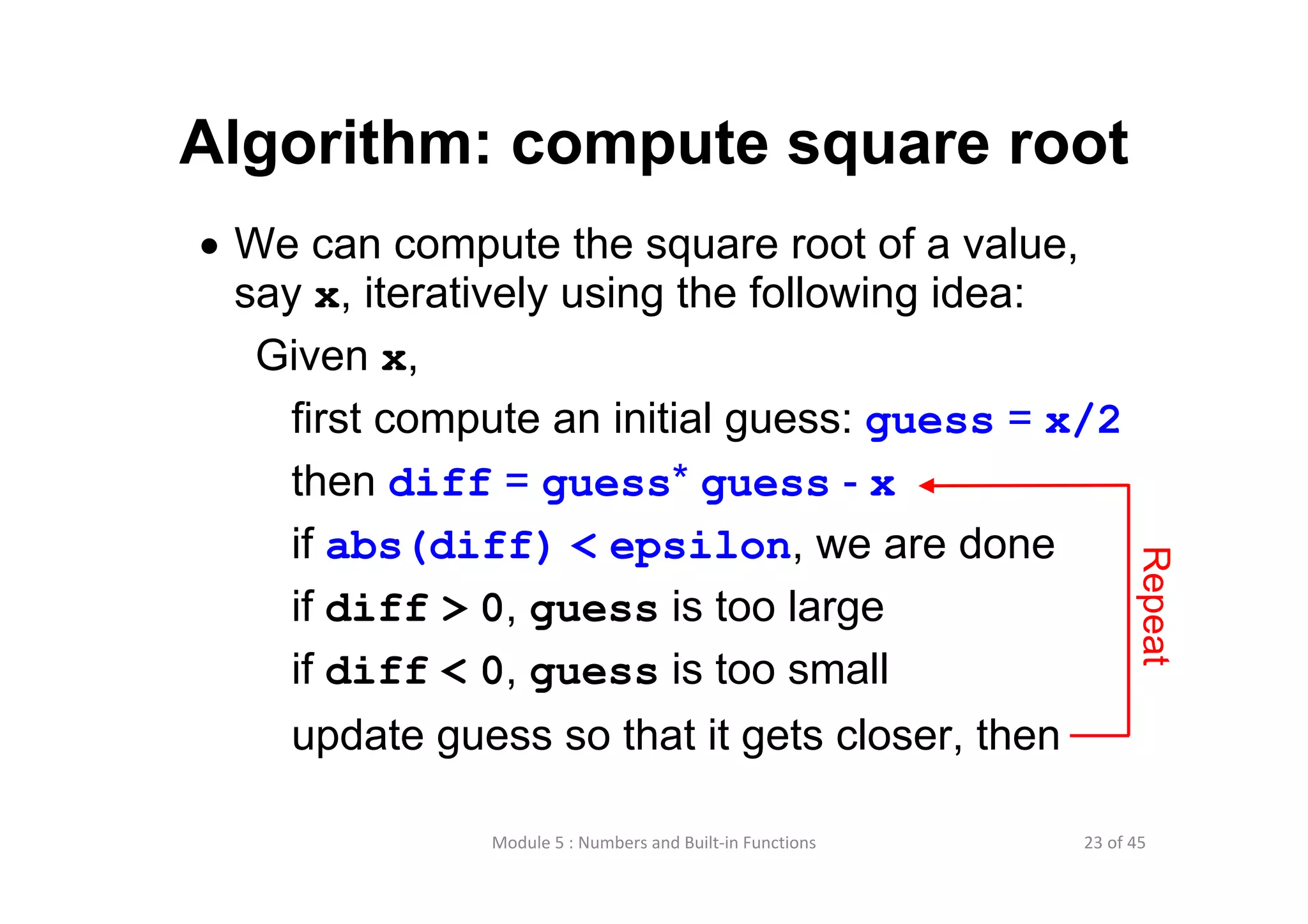 Lecture 5 numbers and built in functions | PPT