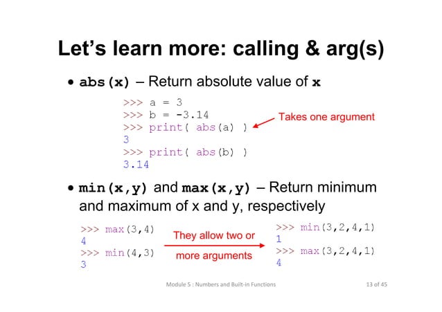 Lecture 5 numbers and built in functions | PPT