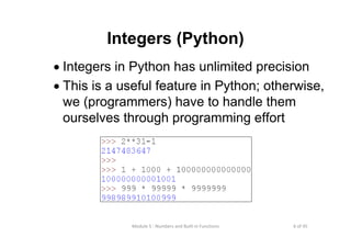 Lecture 5 numbers and built in functions | PPT