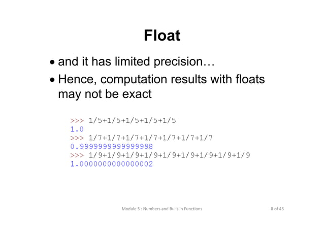 Lecture 5 numbers and built in functions | PPT
