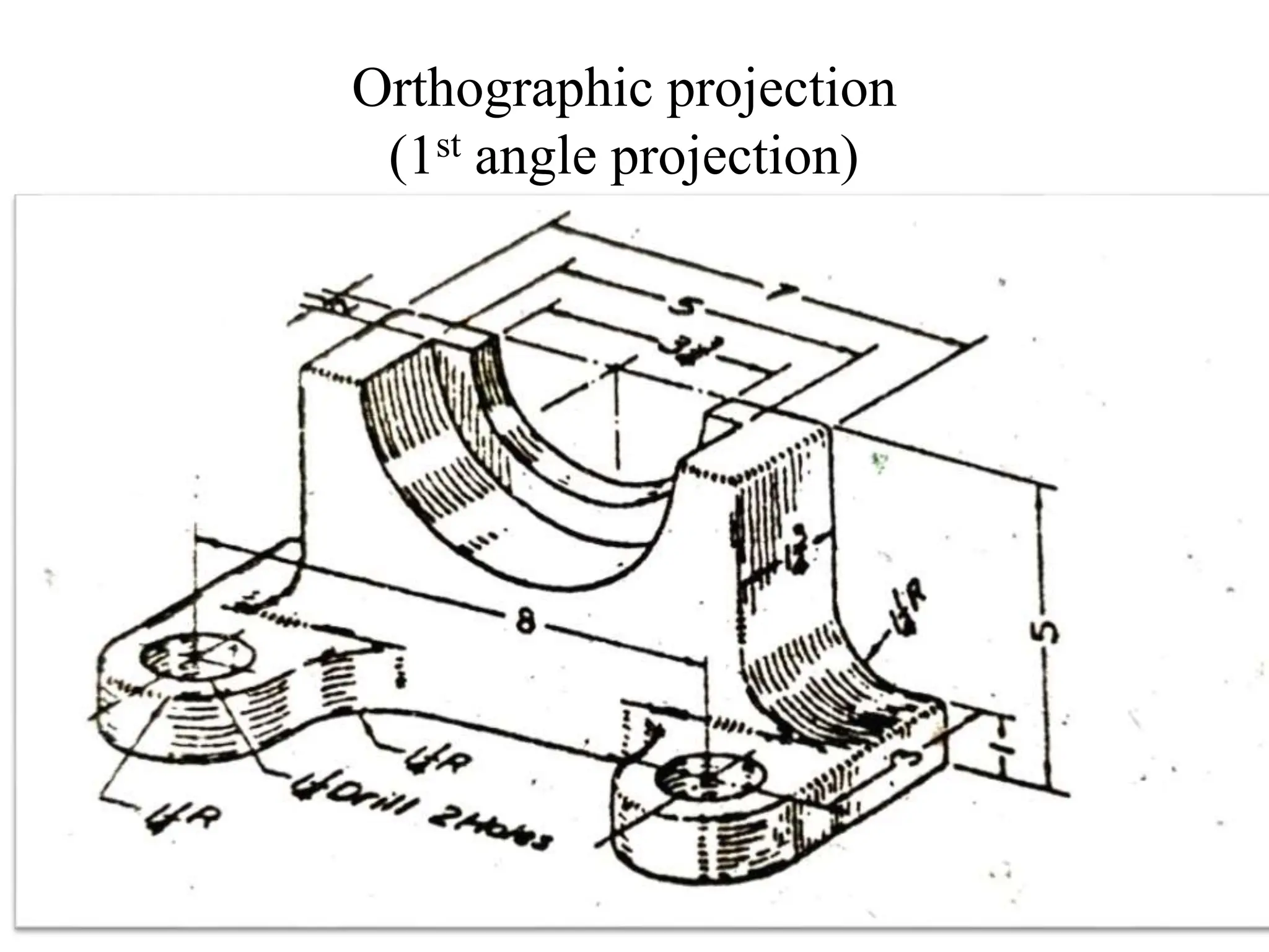 Orthographic projection
(1st angle projection)
 