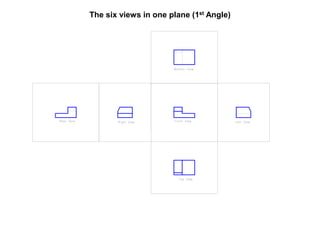 The six views in one plane (1st Angle)
 