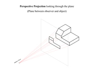Perspective Projection looking through the plane
(Plane between observer and object)
 