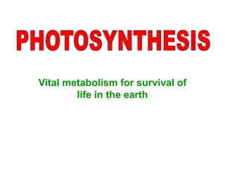 Vital metabolism for survival of
life in the earth
 