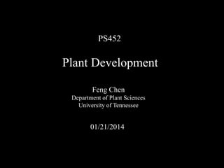 Plant Development
PS452
Feng Chen
Department of Plant Sciences
University of Tennessee
01/21/2014
 