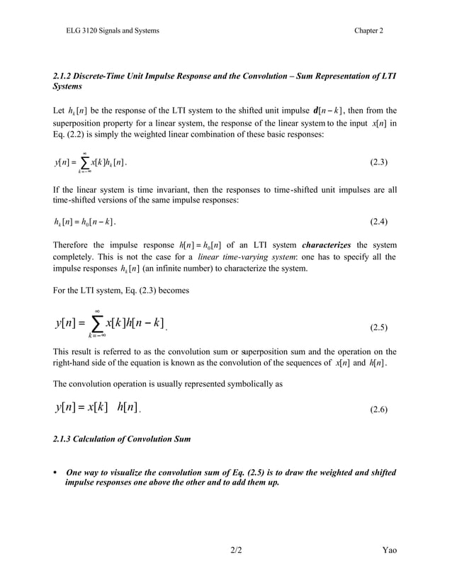 Lecture 5: The Convolution Sum | PDF