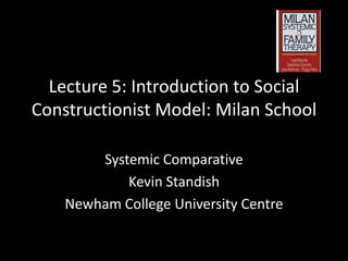 Lecture 5: Introduction to Social
Constructionist Model: Milan School
Systemic Comparative
Kevin Standish
Newham College University Centre

 