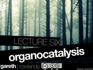 LECTURE SIX

   organocatalysis
gareth j rowlands   ©Meredith_Farmer@ﬂickr
 