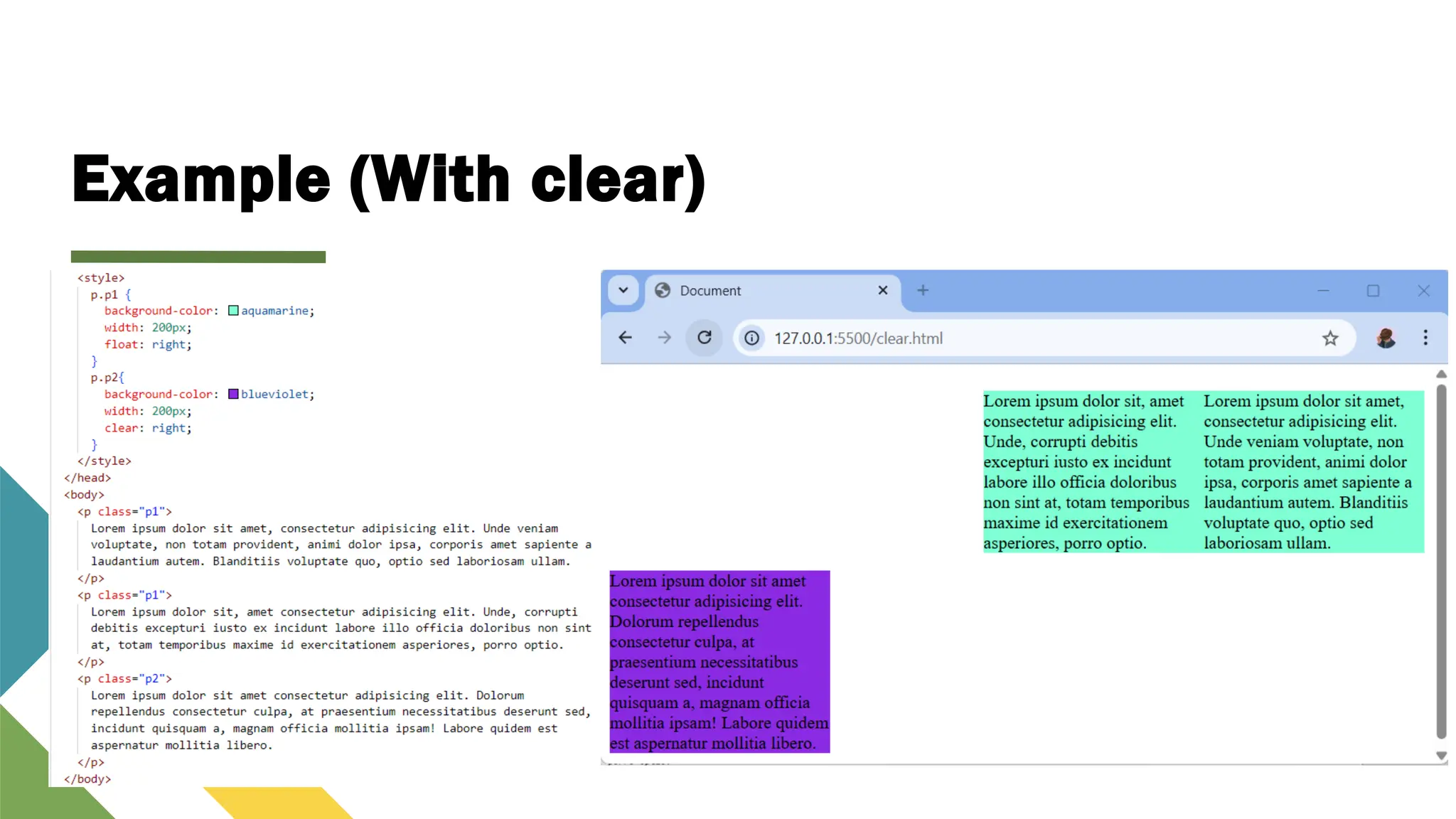 Example (With clear)
 