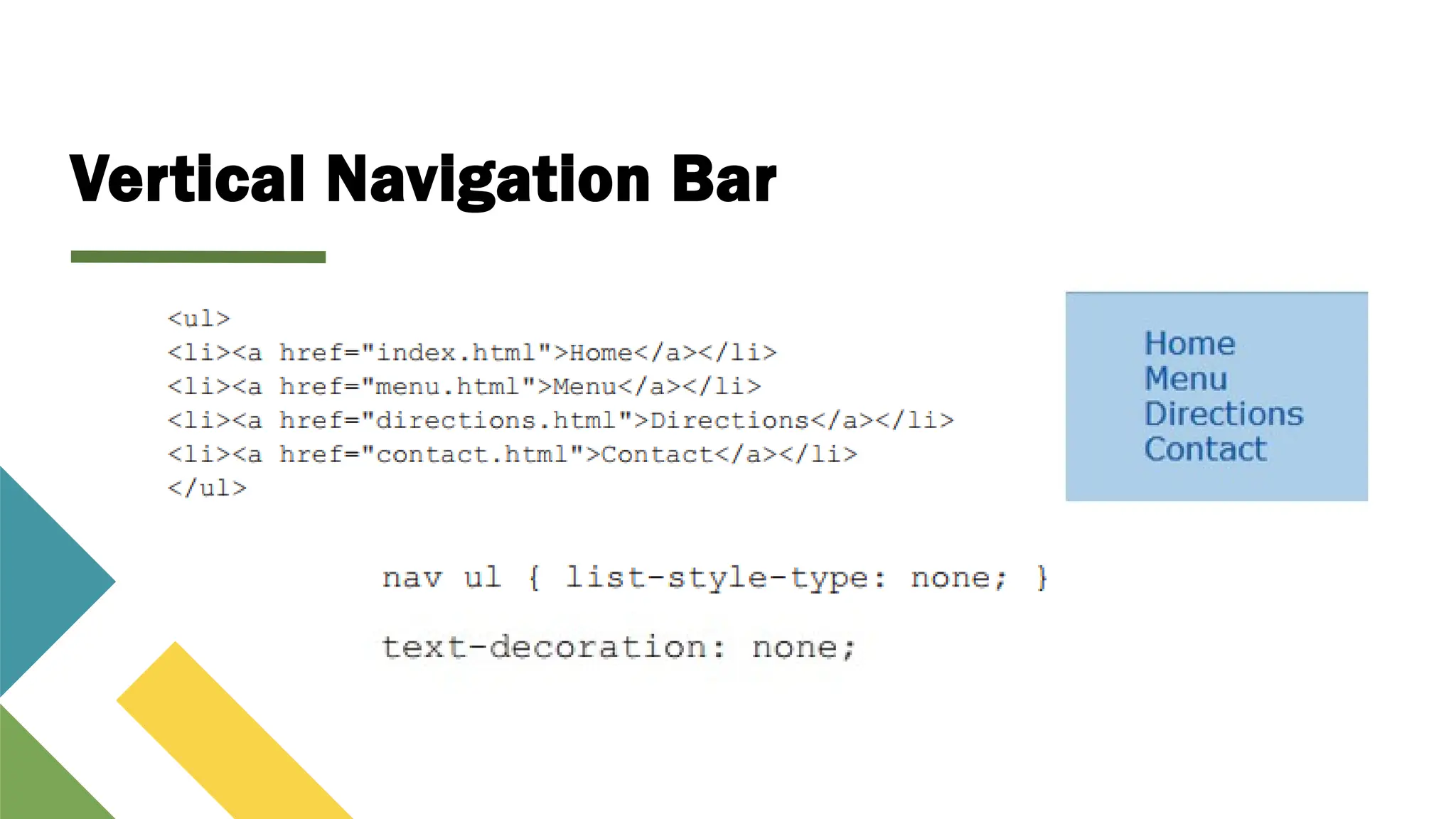 Vertical Navigation Bar
 