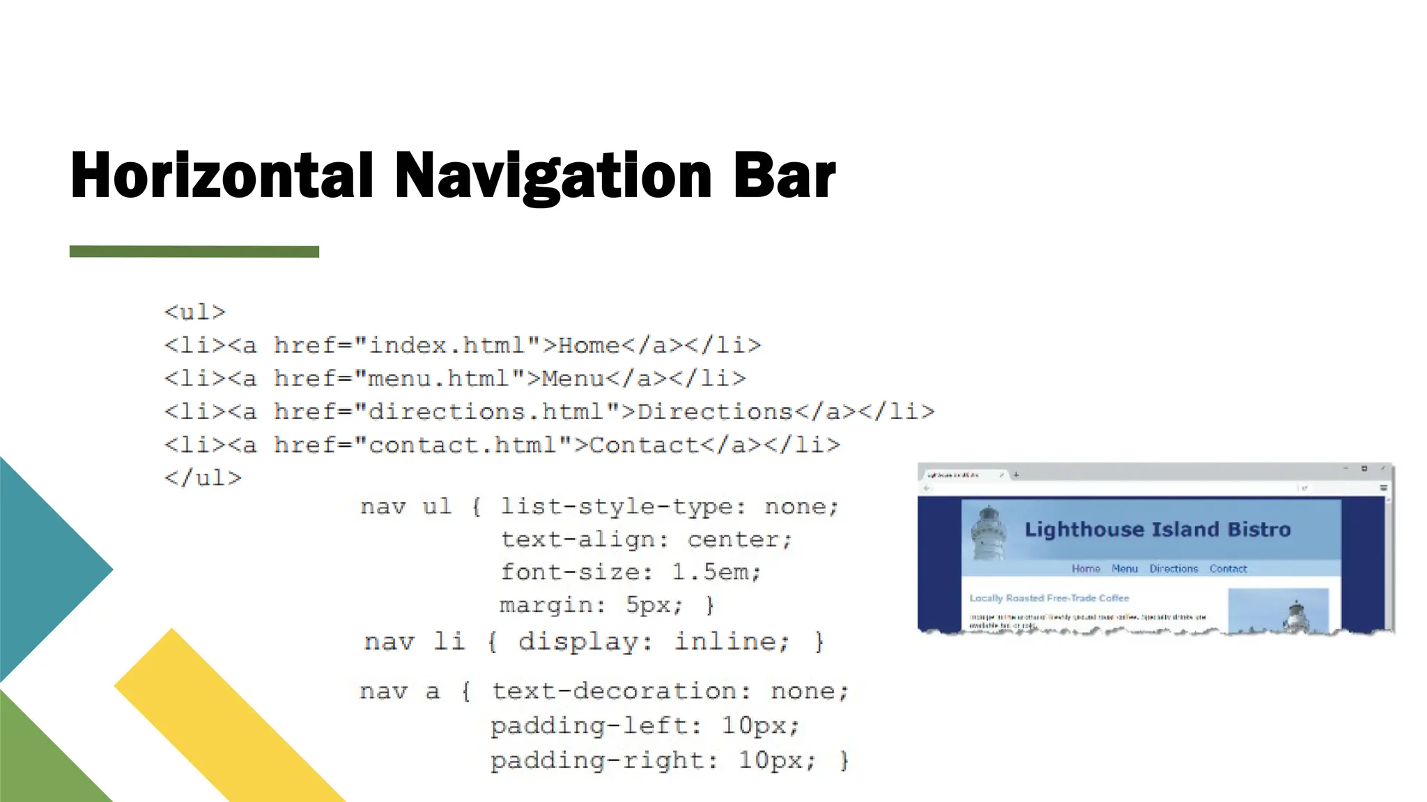 Horizontal Navigation Bar
 