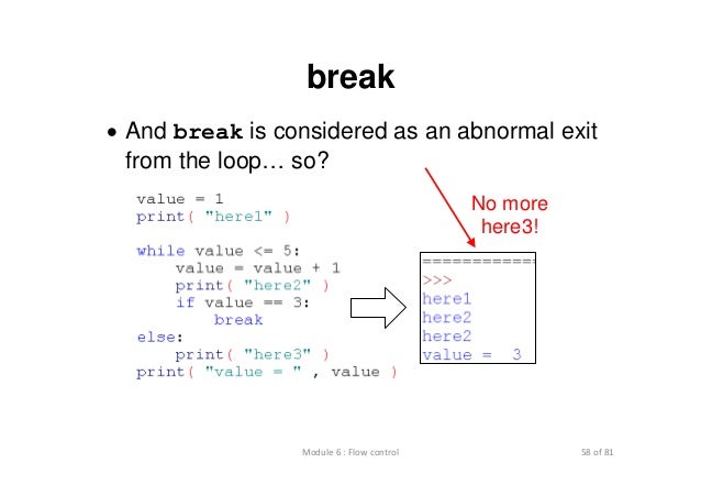 loop how outer to python in break control repetition 6.2 Lecture flow