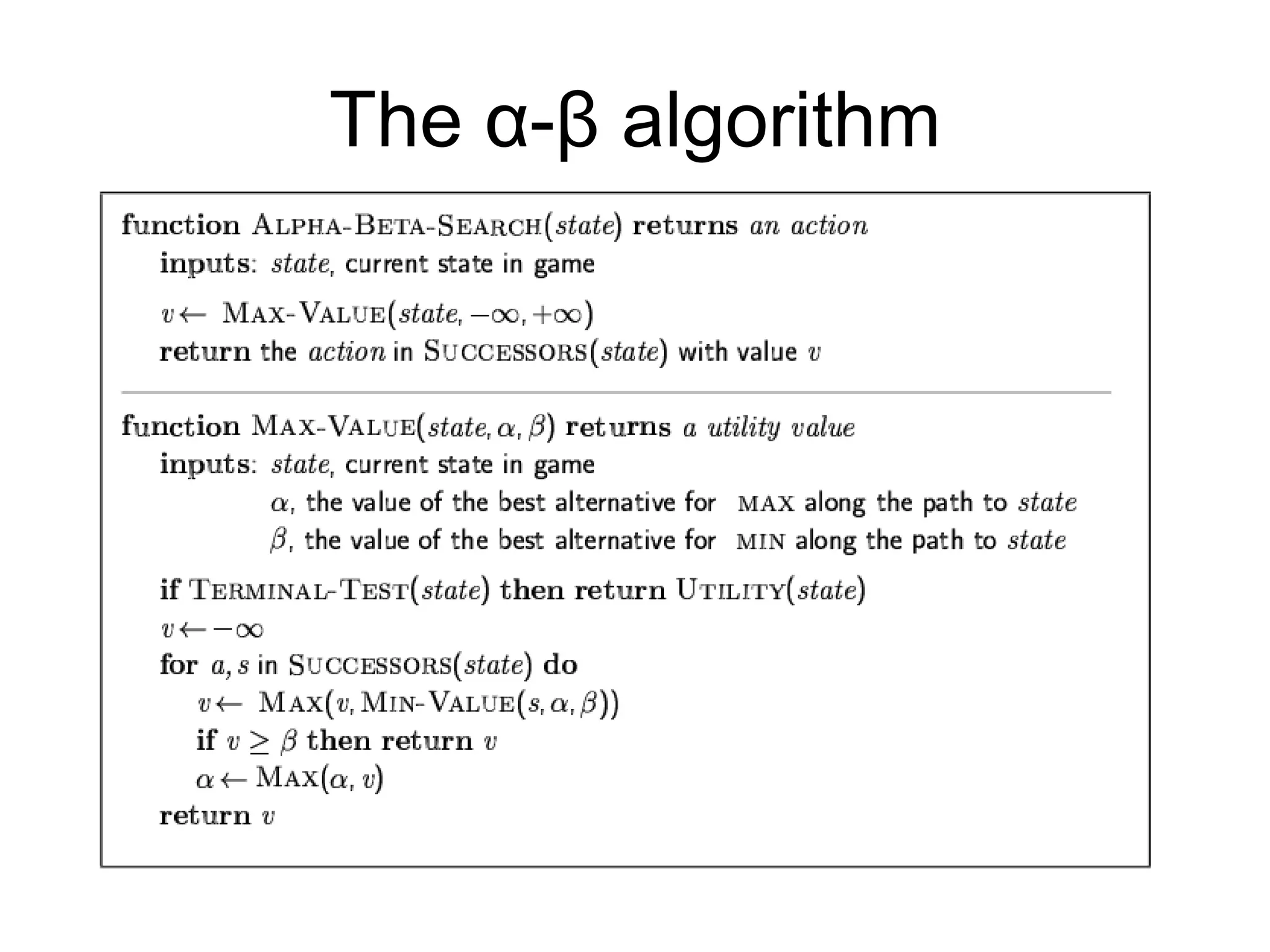 The α-β algorithm
 