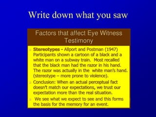 Write down what you saw
 