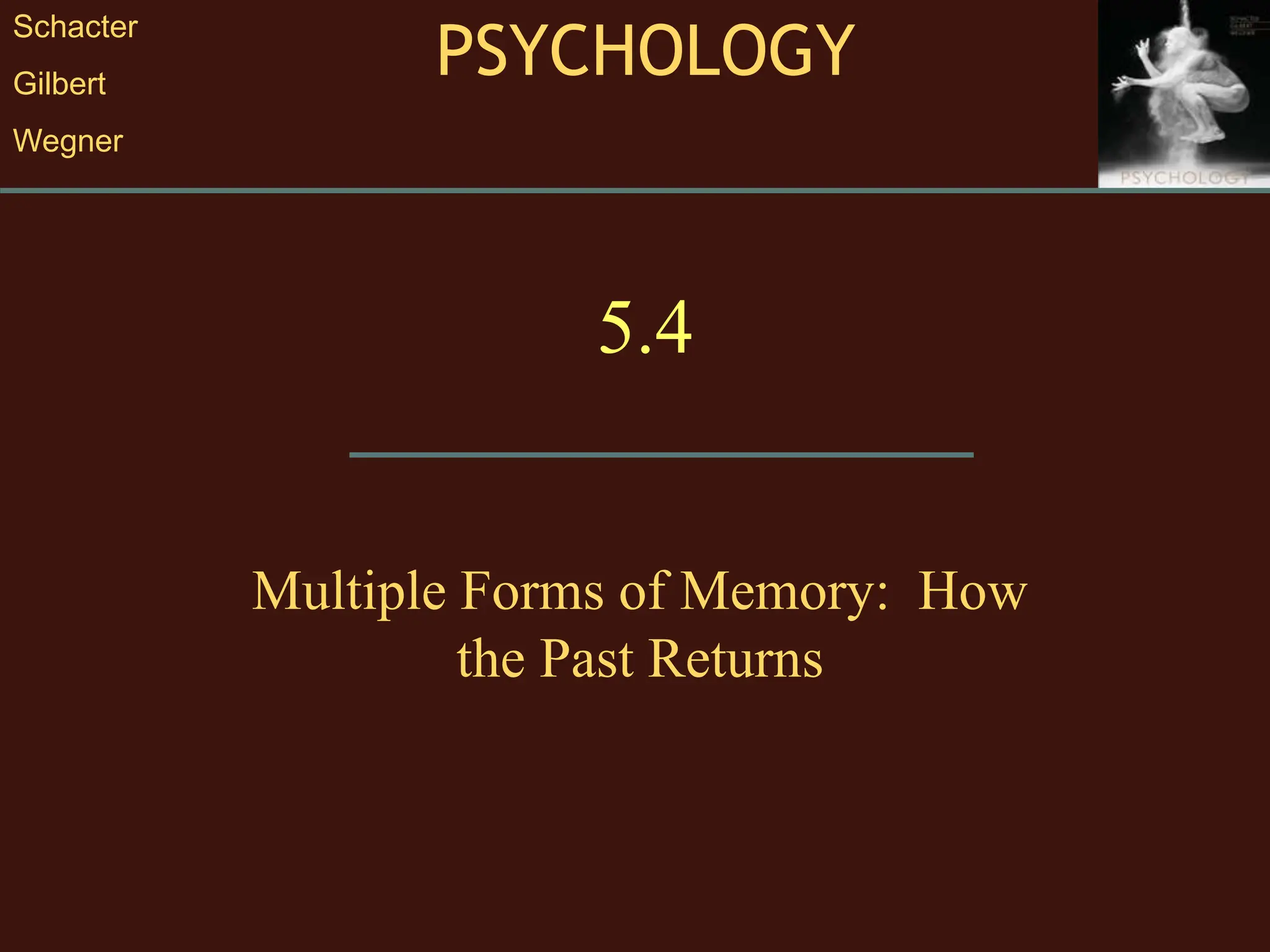 PSYCHOLOGY
Schacter
Gilbert
Wegner
5.4
Multiple Forms of Memory: How
the Past Returns
 