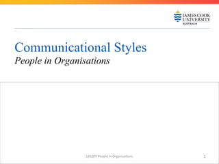 Communicational Styles
People in Organisations




                 LB5205 People in Organisations   1
 