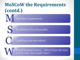 MoSCoW the Requirements
(contd.)
 