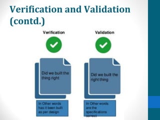 Verification and Validation
(contd.)
 