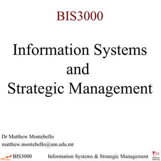 BIS3000 Information Systems and  Strategic Management ,[object Object],[object Object]