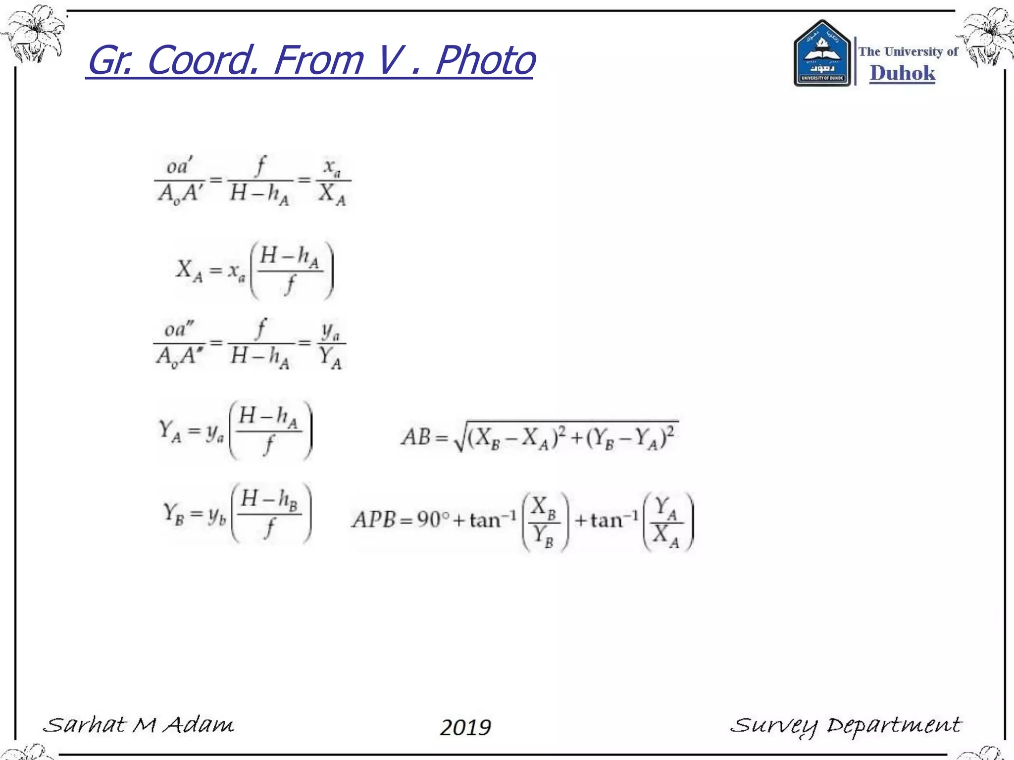 Gr. Coord. From V . Photo
 