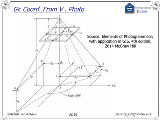 Gr. Coord. From V . Photo
Source: Elements of Photogrammetry
with application in GIS, 4th edition,
2014 McGraw Hill
 