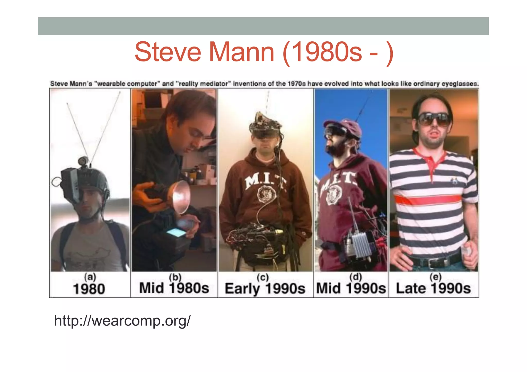 Steve Mann (1980s - )
http://wearcomp.org/
 