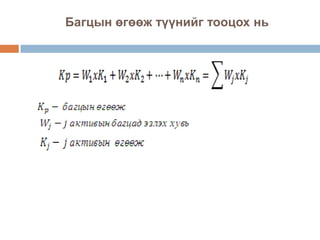 Багцын өгөөж түүнийг тооцох нь

 