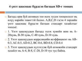 4 үнэт цааснаас бүрдсэн багцын SD-г тооцох








Багцад орж буй активын тоо өсөх тусам тооцоололт нь
илүү нарийн төвөгтэй болно. А,В,С,D гэсэн 4 төрлийн
үнэт цааснаас бүрдсэн багцын стандарт хазайлтыг
тооцъѐ.
1. Үнэт цааснуудын багцад эзлэх хувийн жин нь А20хувь, В-30 хувь, С-40 хувь, D-10 хувь
2. Үнэт цааснуудын корреляцийн коэффициент нь AB0.3, AC-0.5, AD-0.2, BC-0.6, BD-0.8, CD-0.4
3. Үнэт цааснуудын хүлээгдэж буй өгөөжийн стандарт
хазайлт нь А-4, В-8, С-20, D-10 тус тус байна.

 