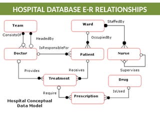 HOSPITAL DATABASE E-R RELATIONSHIPS
 