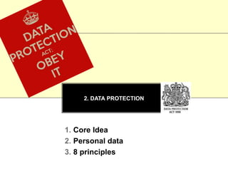 2. DATA PROTECTION
1. Core Idea
2. Personal data
3. 8 principles
 