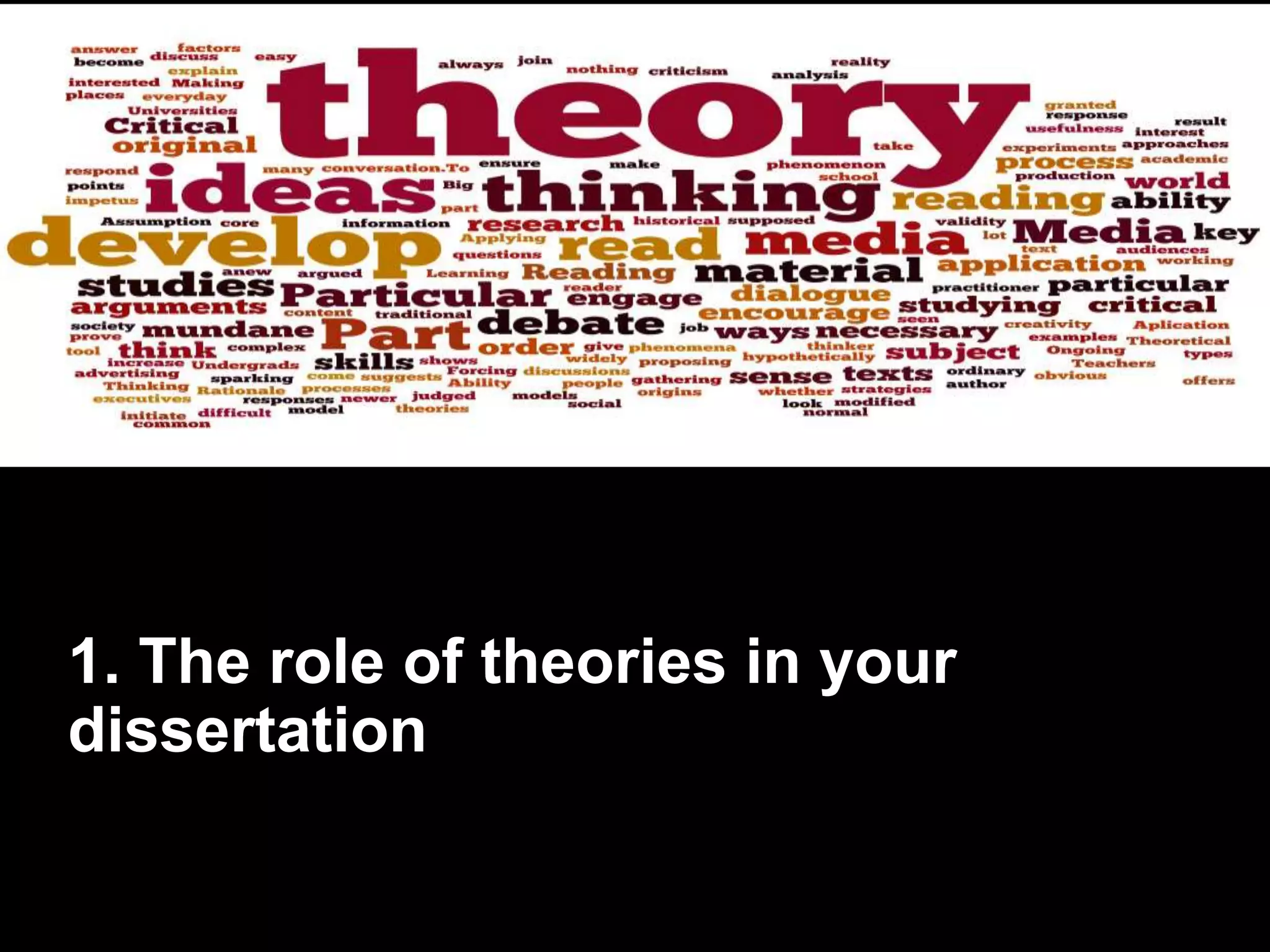 1. The role of theories in your 
dissertation 
 