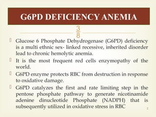 Lecture 6 G6PD deficiency anemia .pccccptx | PPTX