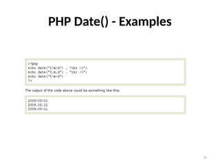 38
PHP Date() - Examples
 