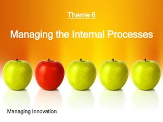 Theme 6
Managing the Internal Processes
Managing Innovation
 