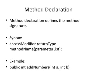 Comprehensive Guide to Method Declaration and Definition in Java ...