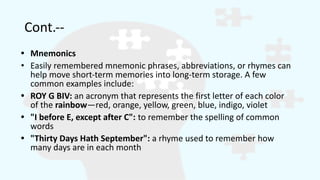 Memory, Types of memory, Method of measurement memory | PDF