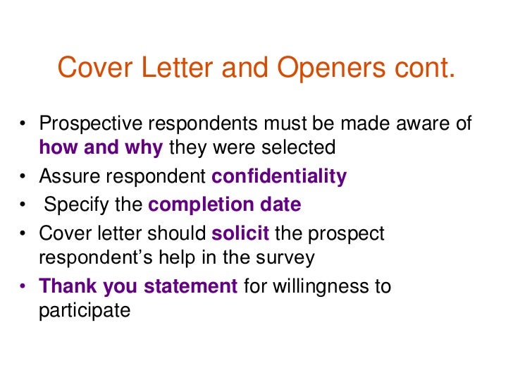 questionnaire cover letters