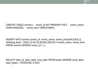 Event In Sql lecture 6 SQL basics lecture 6 SQL basics.pptx