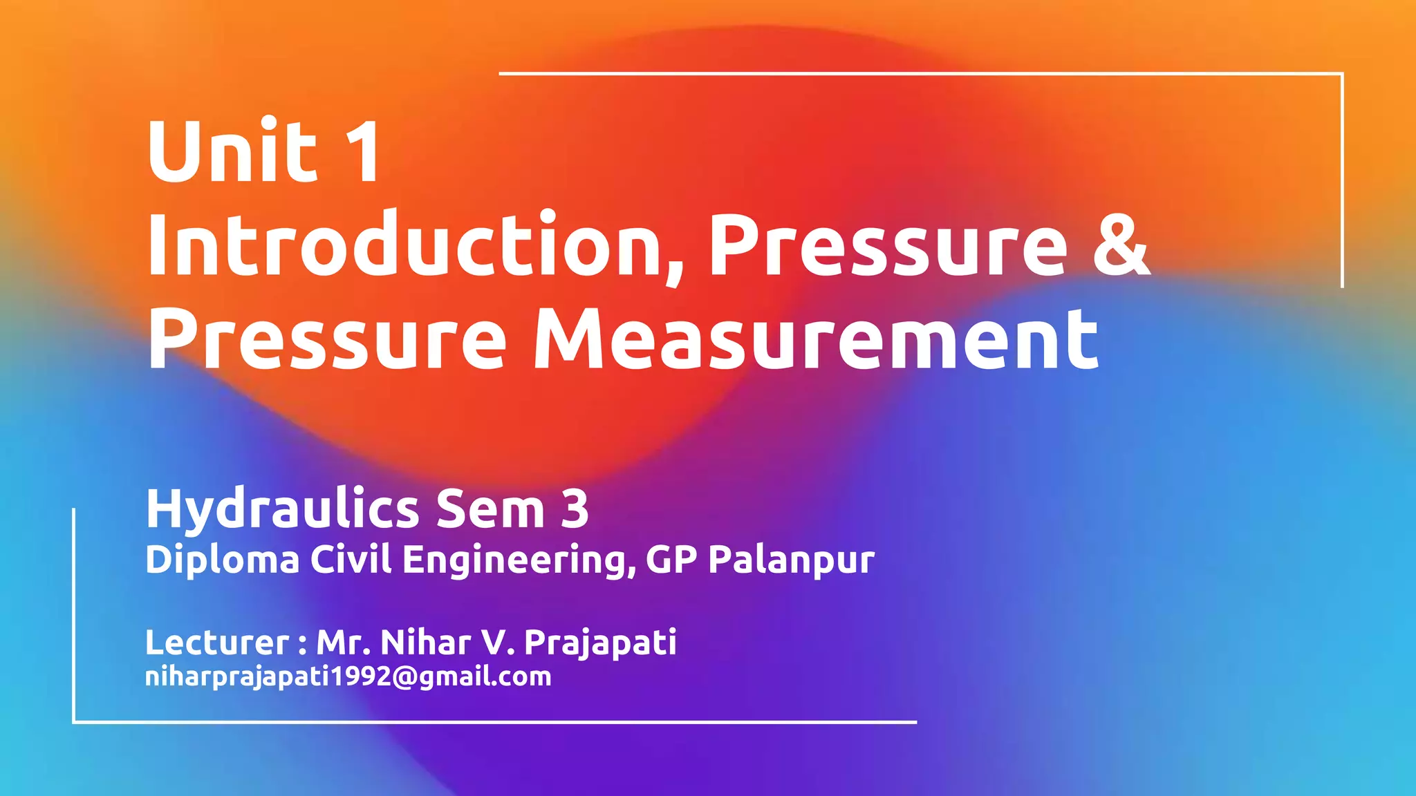 3. Pressure Measurement Hydraulics Fluid Mechanics Civil