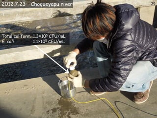 Total coliform 1.3×105 CFU/mL
E. coli 1.1×105 CFU/mL
2012.7.23 Choqueyapu river 29
 