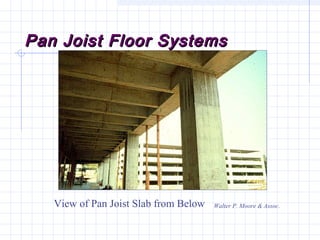 Pan Joist Floor SystemsPan Joist Floor Systems
View of Pan Joist Slab from Below Walter P. Moore & Assoc.
 