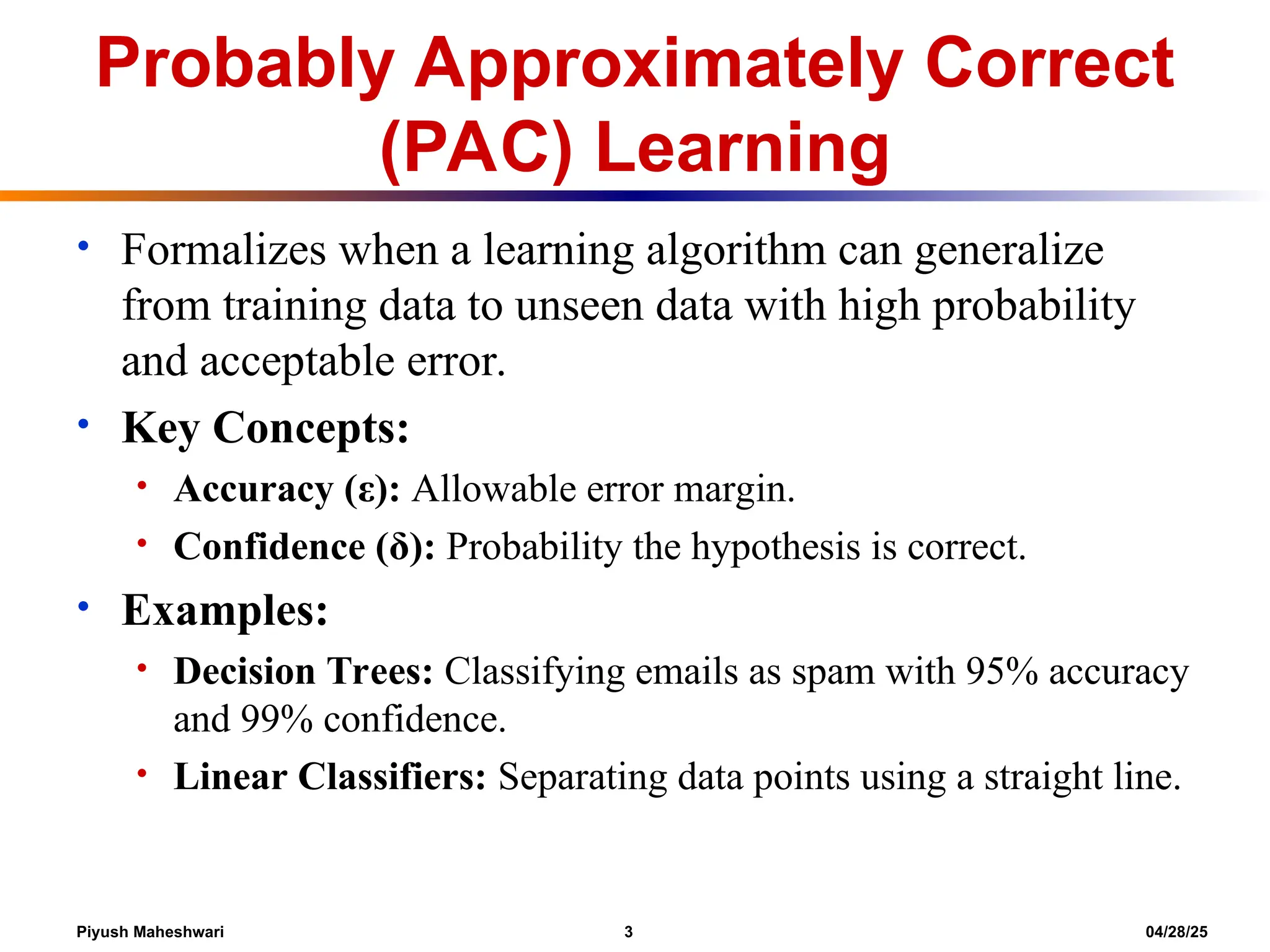 Computational Learning Theory (powerpoint) | PPT