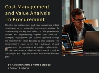 Comprehensive Guide to Cost Management and Value Analysis in ...