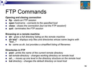 Local Ftp Lecture 7 -_ftp,_tftp,_telnet_and_ssh | PDF