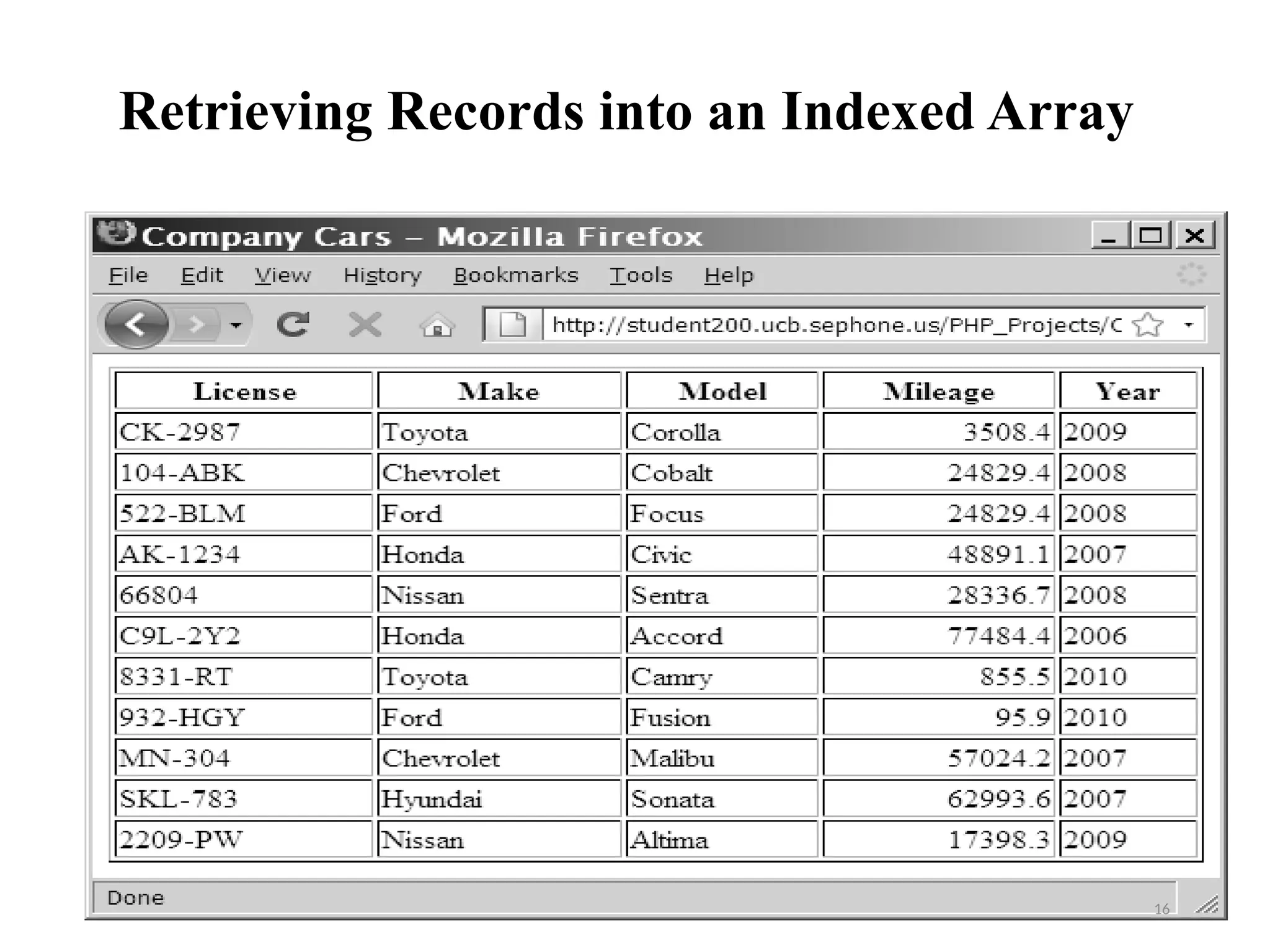 Retrieving Records into an Indexed Array
16
 