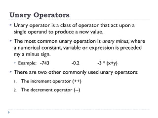 Lecture 7- Operators and Expressions | PPT