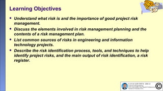 Learning Objectives For Risks Episode 25 : Project Risk Management | PPT