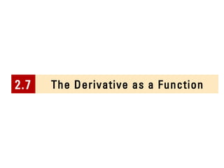 The Derivative 2.7 as a Function 
 