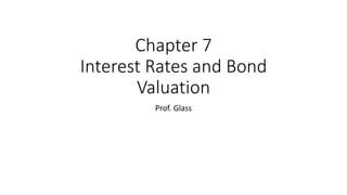 Chapter 7
Interest Rates and Bond
Valuation
Prof. Glass
 